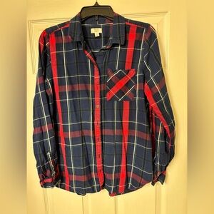 Men’s True Craft Navy and Crimson Plaid Shirt. Size XL.
